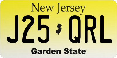 NJ license plate J25QRL