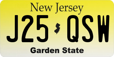 NJ license plate J25QSW