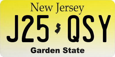 NJ license plate J25QSY