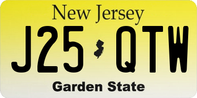 NJ license plate J25QTW