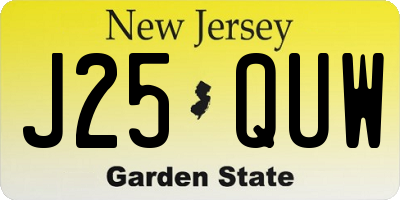 NJ license plate J25QUW