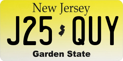 NJ license plate J25QUY