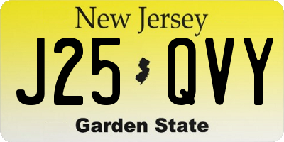 NJ license plate J25QVY