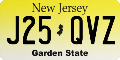 NJ license plate J25QVZ