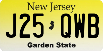 NJ license plate J25QWB