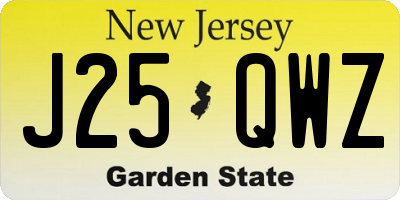 NJ license plate J25QWZ