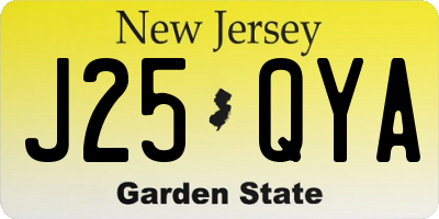 NJ license plate J25QYA