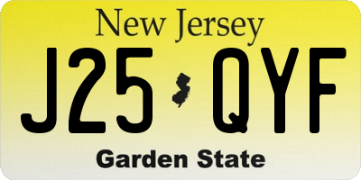 NJ license plate J25QYF