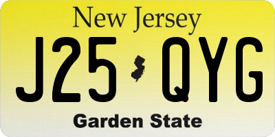 NJ license plate J25QYG