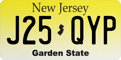 NJ license plate J25QYP
