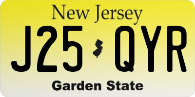 NJ license plate J25QYR