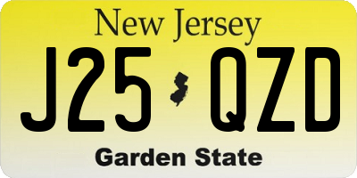 NJ license plate J25QZD