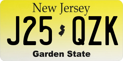 NJ license plate J25QZK