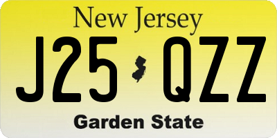 NJ license plate J25QZZ