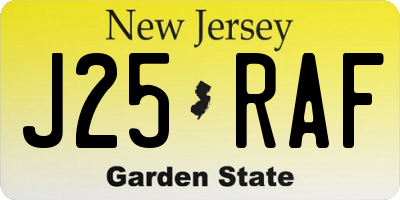NJ license plate J25RAF