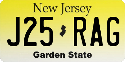 NJ license plate J25RAG