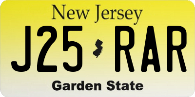 NJ license plate J25RAR