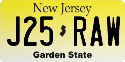 NJ license plate J25RAW