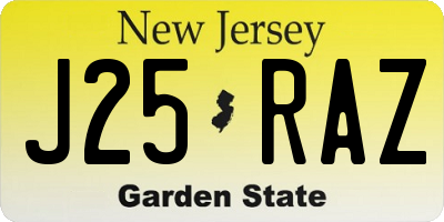 NJ license plate J25RAZ