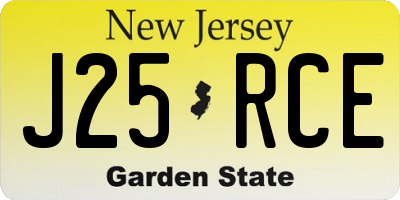 NJ license plate J25RCE