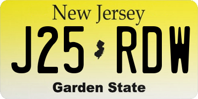 NJ license plate J25RDW