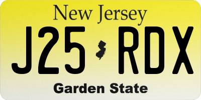 NJ license plate J25RDX