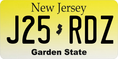 NJ license plate J25RDZ