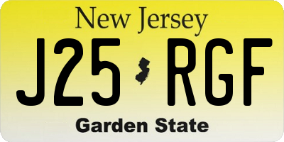 NJ license plate J25RGF
