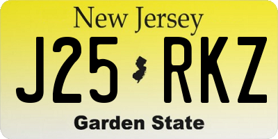 NJ license plate J25RKZ