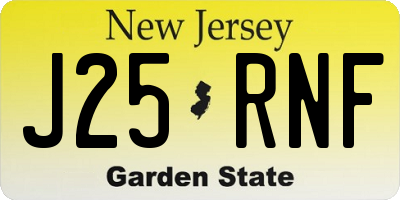 NJ license plate J25RNF