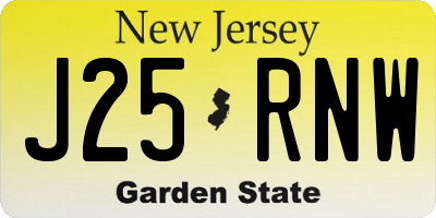 NJ license plate J25RNW