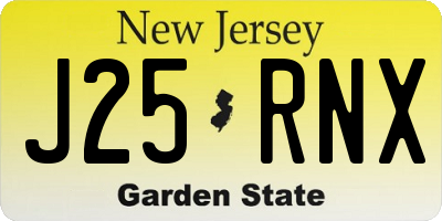 NJ license plate J25RNX