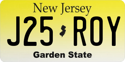 NJ license plate J25ROY