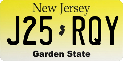 NJ license plate J25RQY