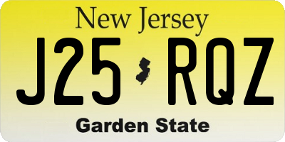 NJ license plate J25RQZ