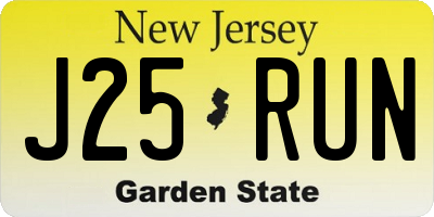 NJ license plate J25RUN