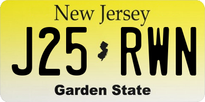 NJ license plate J25RWN