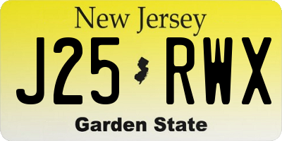NJ license plate J25RWX