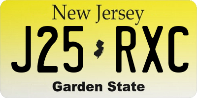 NJ license plate J25RXC