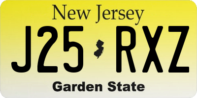 NJ license plate J25RXZ