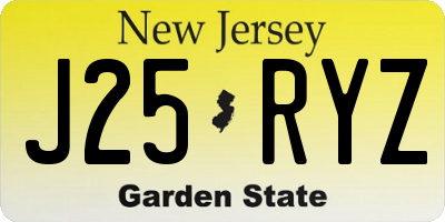 NJ license plate J25RYZ