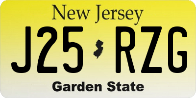 NJ license plate J25RZG