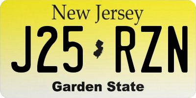 NJ license plate J25RZN