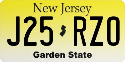 NJ license plate J25RZO