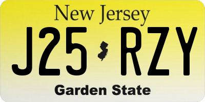 NJ license plate J25RZY