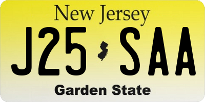 NJ license plate J25SAA