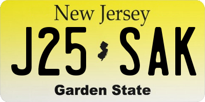 NJ license plate J25SAK