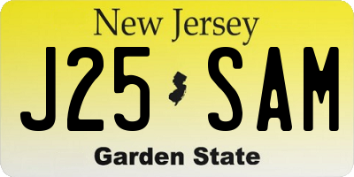 NJ license plate J25SAM