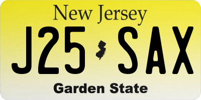 NJ license plate J25SAX