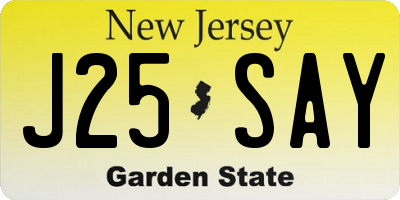 NJ license plate J25SAY
